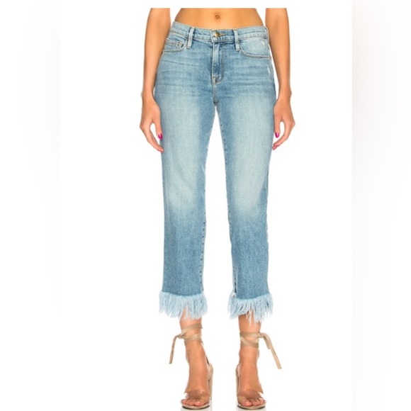 Frame Denim Le Nouveau Straight Jeans Women's 28 brandsbury wash frayed hem - Picture 1 of 14